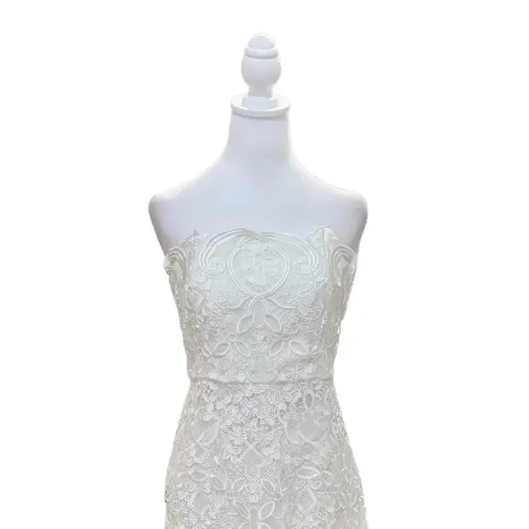 Badgley Mischka Strapless Lace Midi Dress 8 NWT - Picture 3 of 10